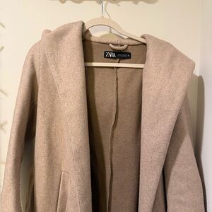 Zara Women's Beige Hooded Trench Coat